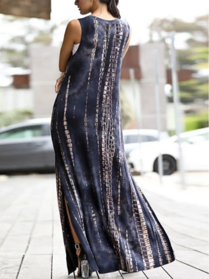Casual Tie-dye Sleeveless Maxi Dress