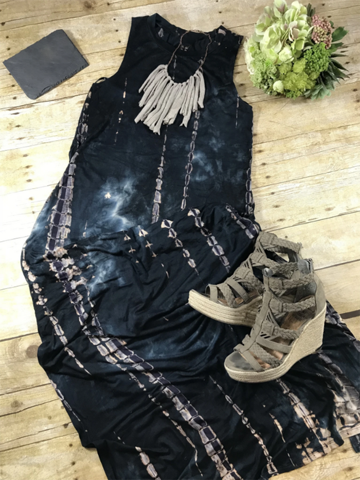 Casual Tie-dye Sleeveless Maxi Dress