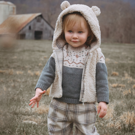 Charcoal Fairisle Sweater + Plaid Pant Set