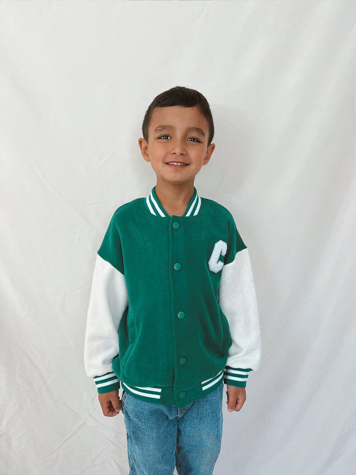 Charles Varsity Jacket Green - Sun Peony Coconut