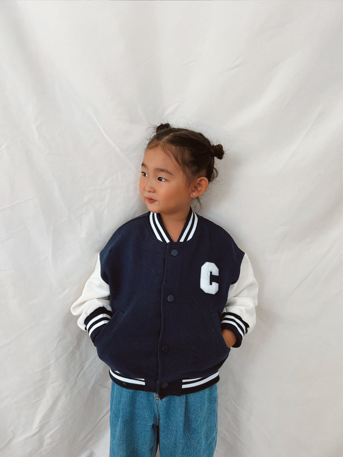 Charles Varsity Jacket Navy - Sun Peony Coconut