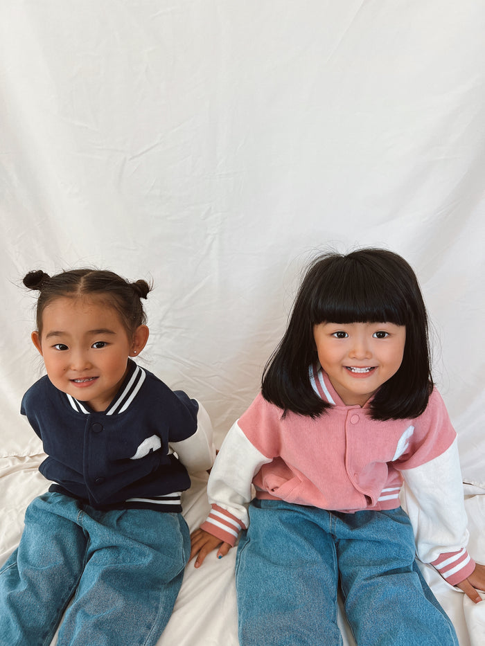 Charles Varsity Jacket Navy - Sun Peony Coconut