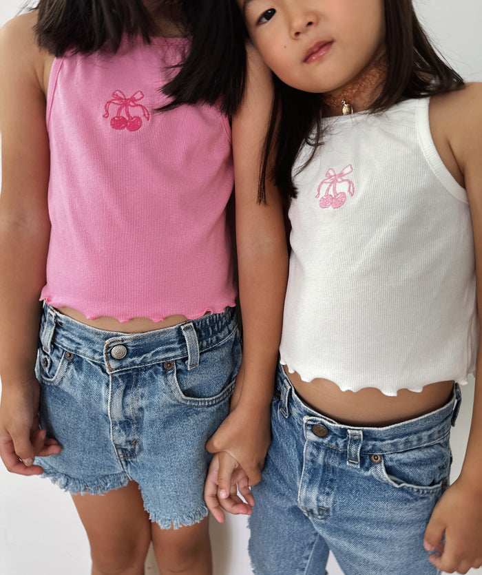 Cherry Bow Girl Cami Pink - Sun Peony Coconut
