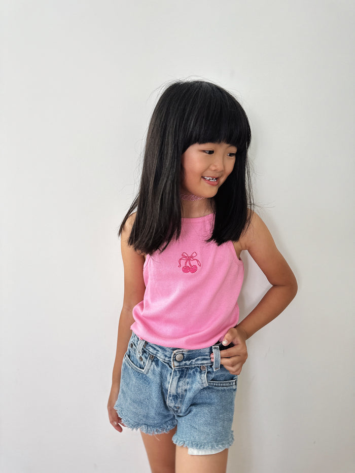 Cherry Bow Girl Cami Pink - Sun Peony Coconut