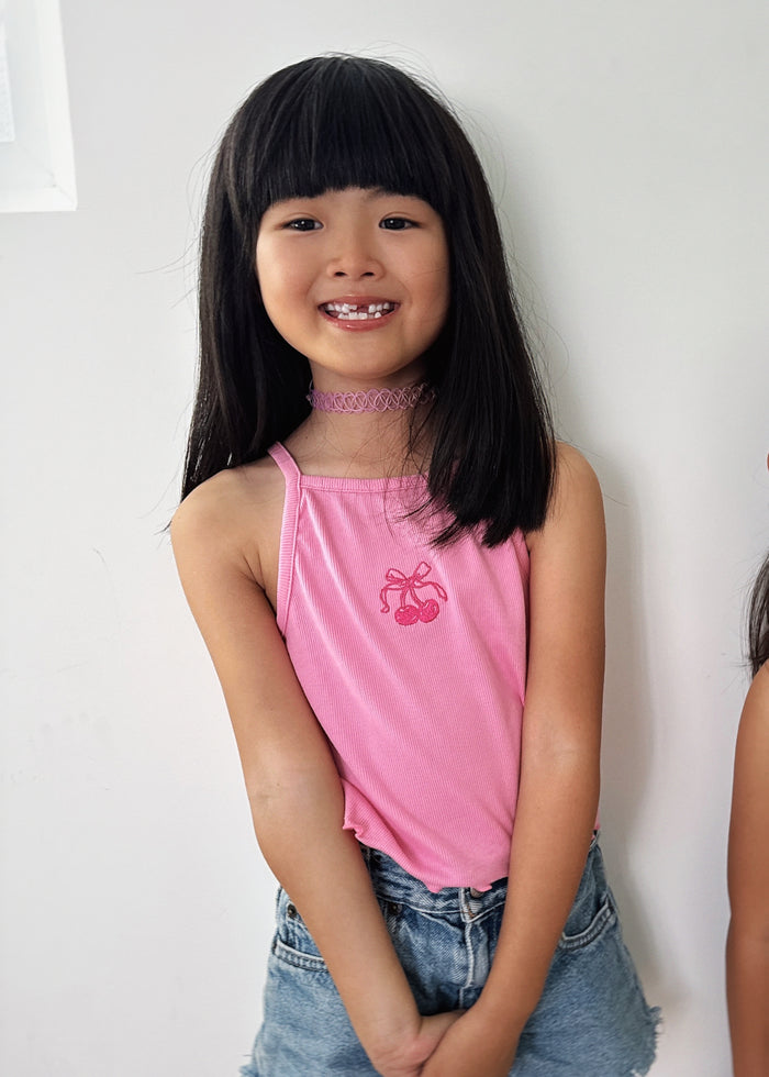 Cherry Bow Girl Cami Pink - Sun Peony Coconut