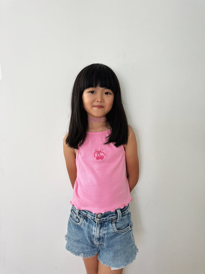 Cherry Bow Girl Cami Pink - Sun Peony Coconut
