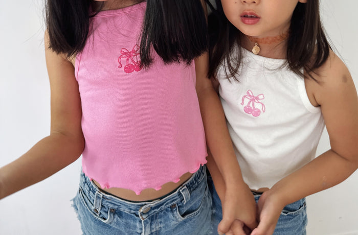 Cherry Bow Girl Cami Pink - Sun Peony Coconut
