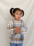 Cozy Check Sherpa Sweater  /  Blue - Sun Peony Coconut