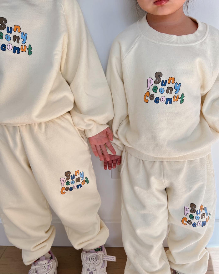 Cream Mini Sweatpants - Sun Peony Coconut