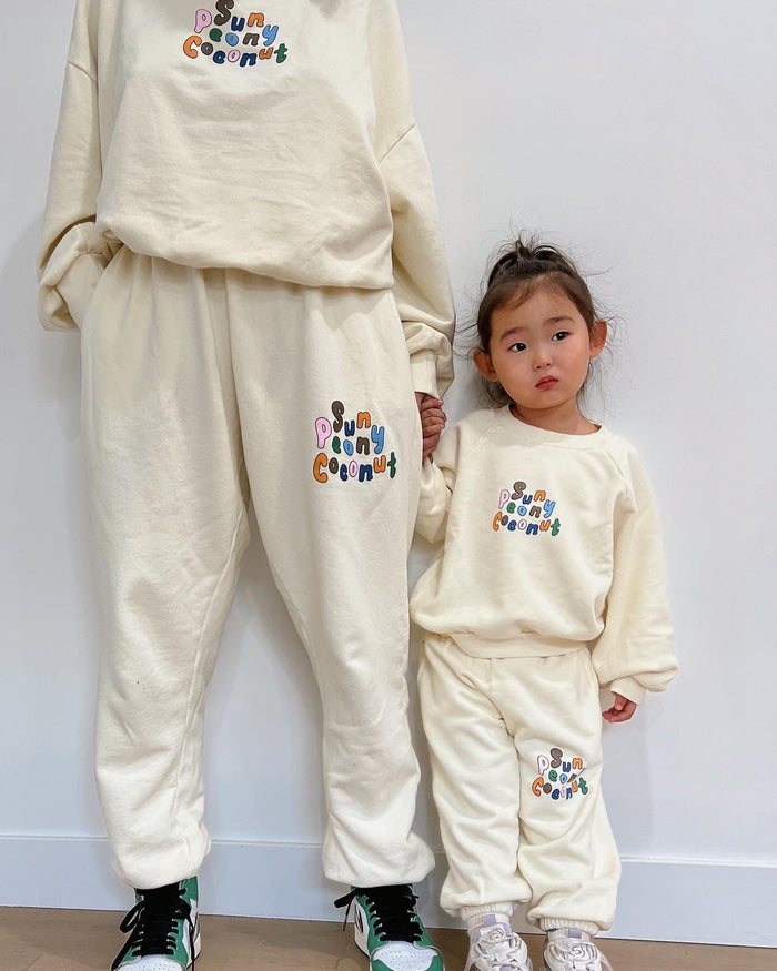 Cream Mini Sweatpants - Sun Peony Coconut