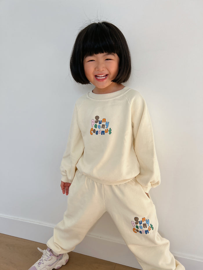 Cream Mini Sweatpants - Sun Peony Coconut