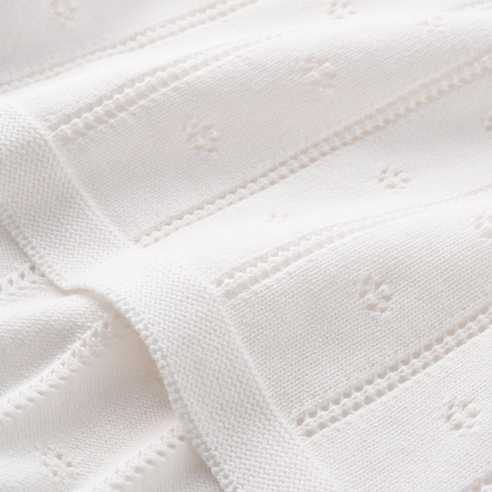 Cream Pointelle Knit Baby Blanket