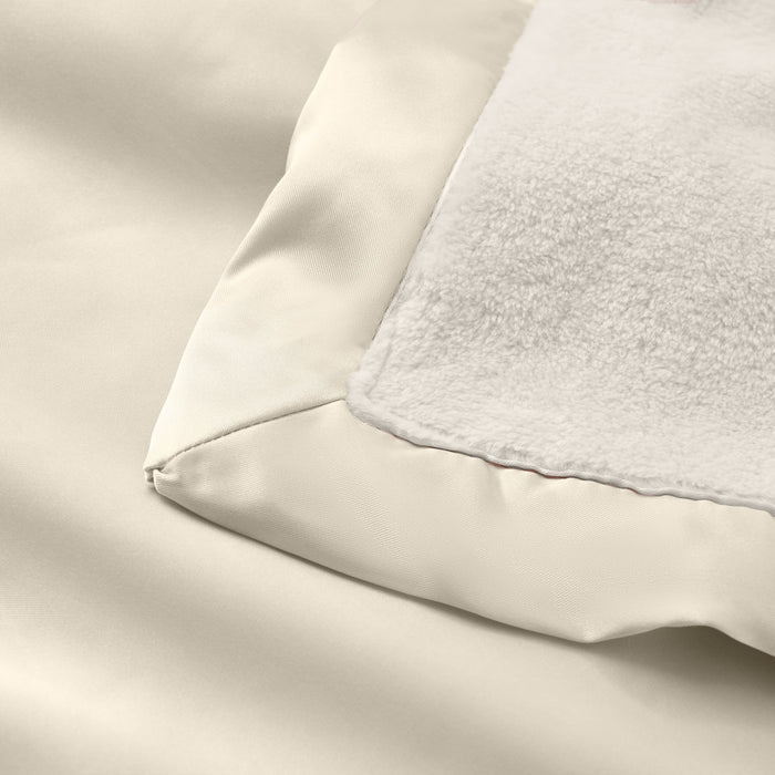 Cream Satin Trim Flannel Fleece Baby Security Blanket
