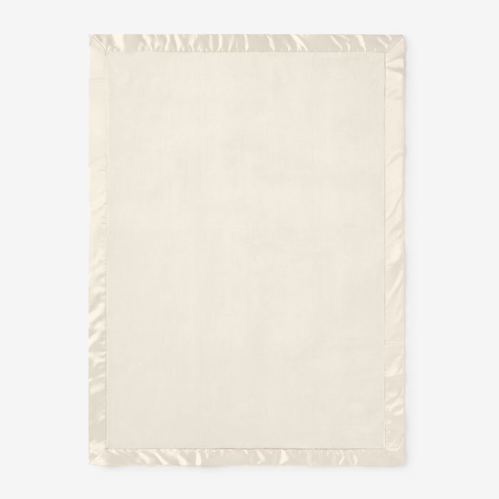 Cream Satin Trim Flannel Fleece Baby Stroller Blanket