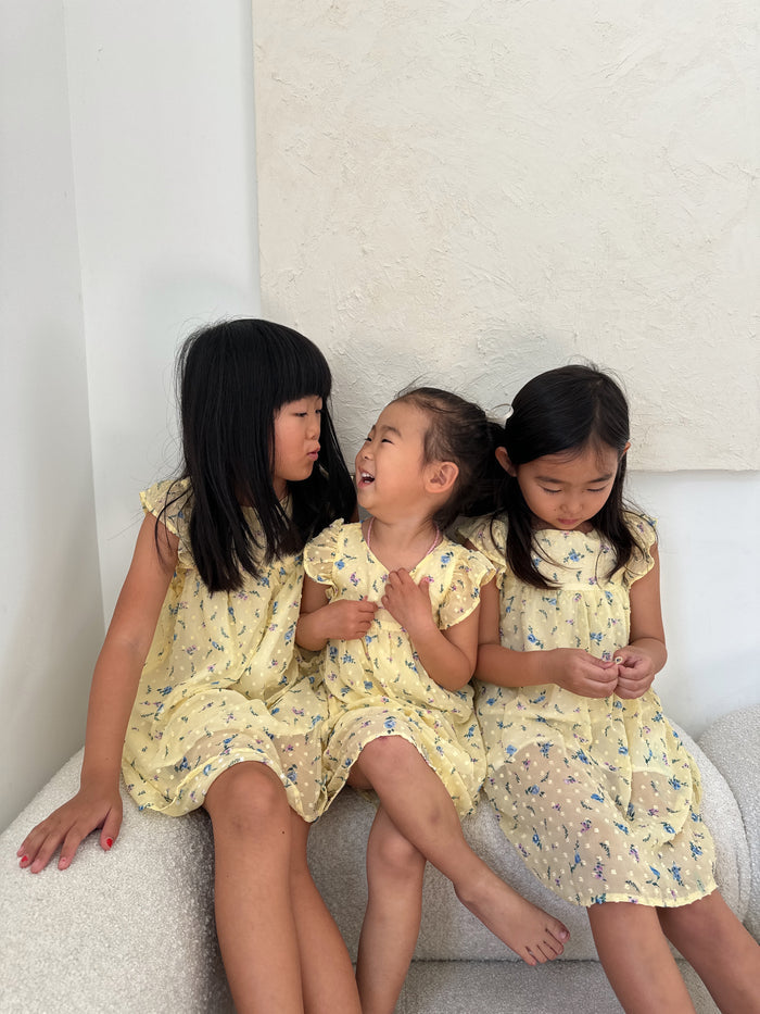 Daisy Girl Floral Dress Lemon - Sun Peony Coconut