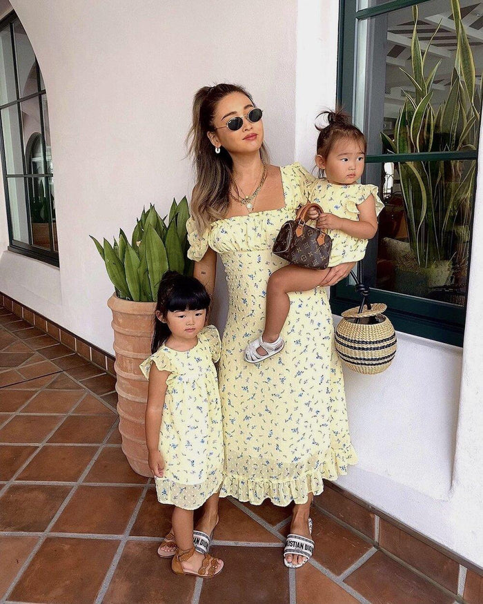 Daisy Girl Floral Dress Lemon - Sun Peony Coconut
