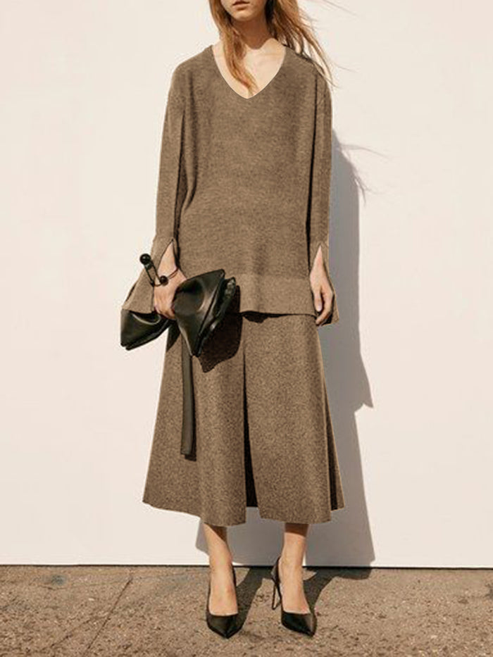 Deep V-Neck Long Sleeve Simple Women'S Suit