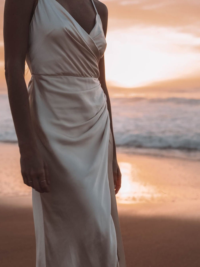 Deep V Sling Waist Evening Dress