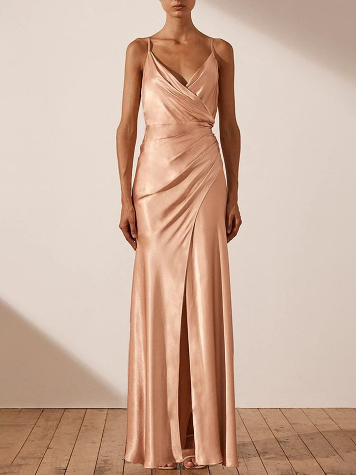 Deep V Sling Waist Evening Dress