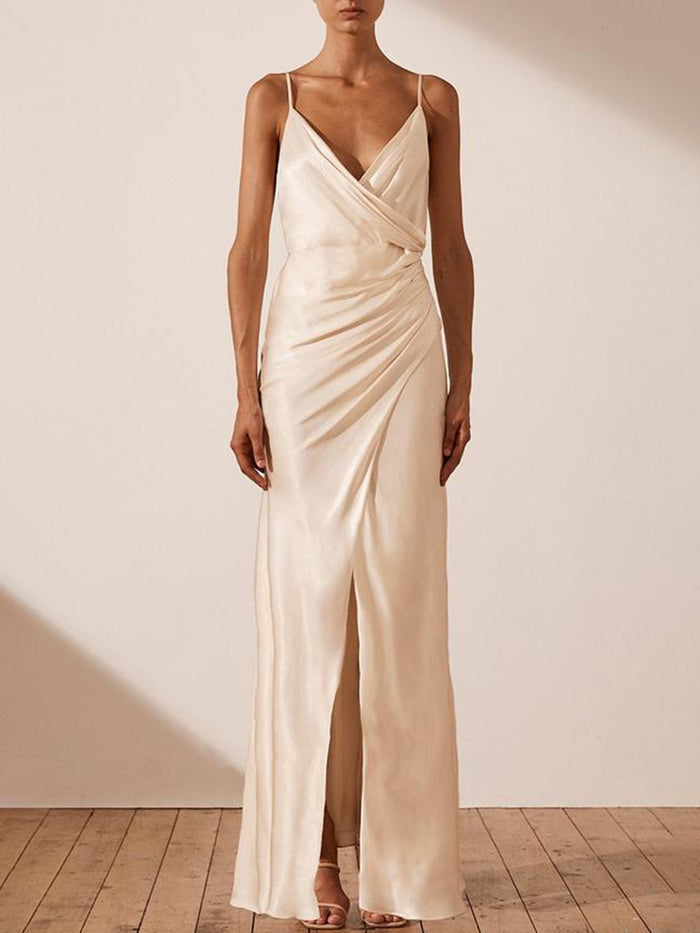 Deep V Sling Waist Evening Dress
