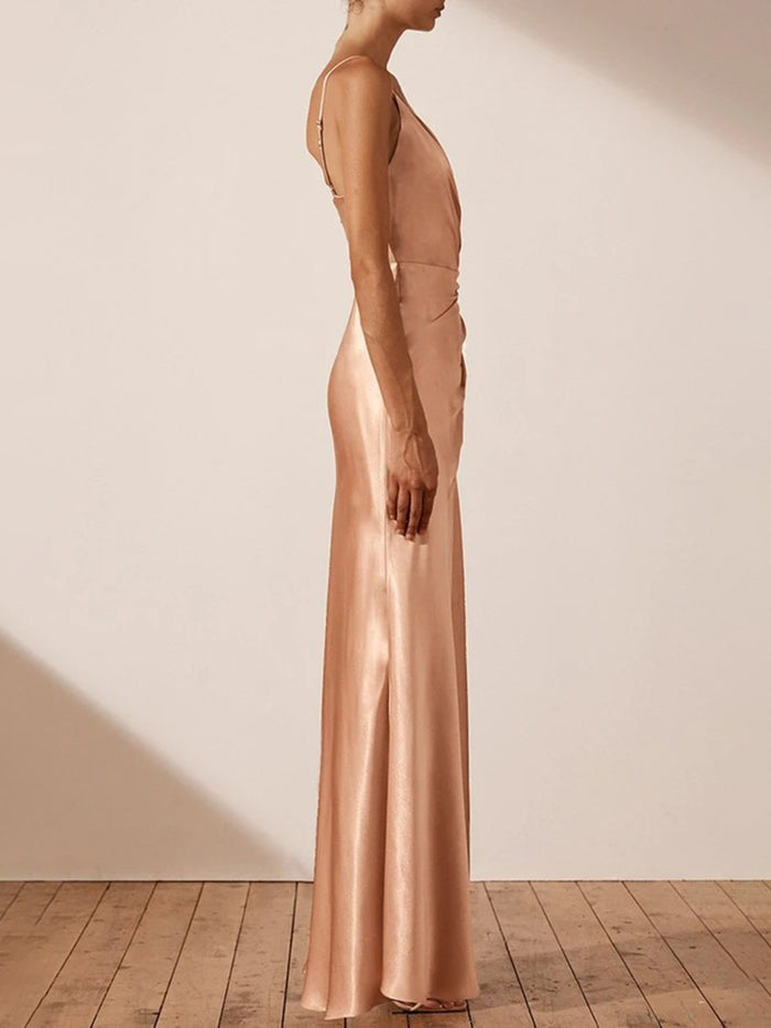 Deep V Sling Waist Evening Dress