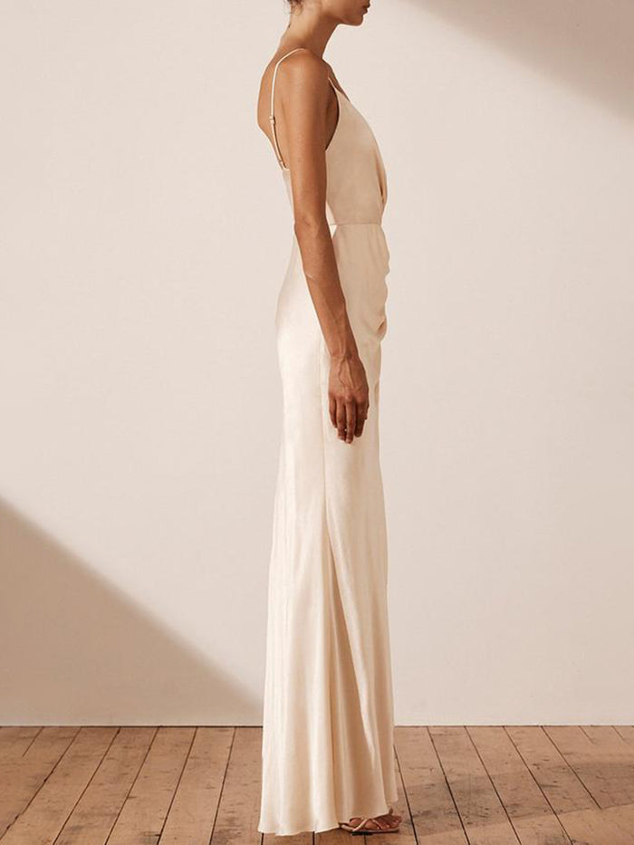 Deep V Sling Waist Evening Dress