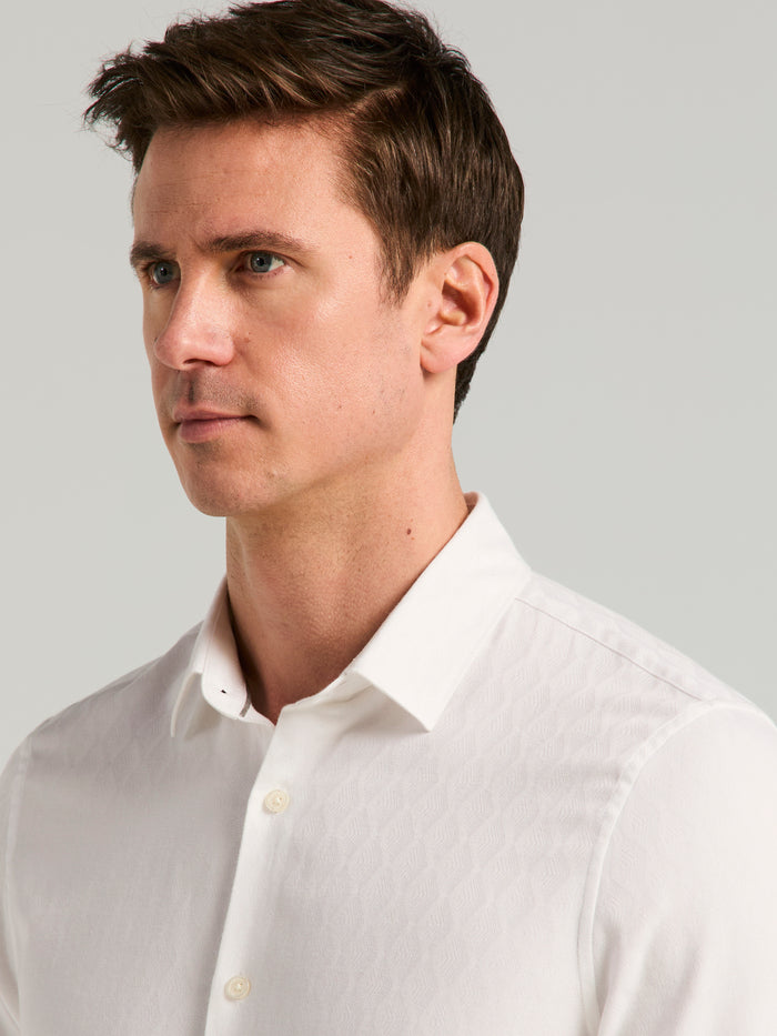 Diamond Jacquard Short Sleeve Shirt (Bright White)