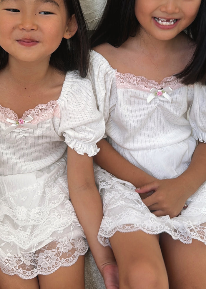 Emily Girly Puff Tee - Sun Peony Coconut
