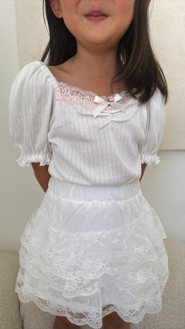 Emily Girly Puff Tee - Sun Peony Coconut