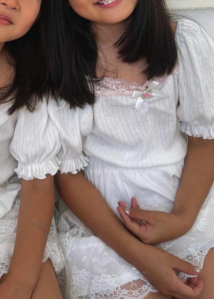 Emily Girly Puff Tee - Sun Peony Coconut