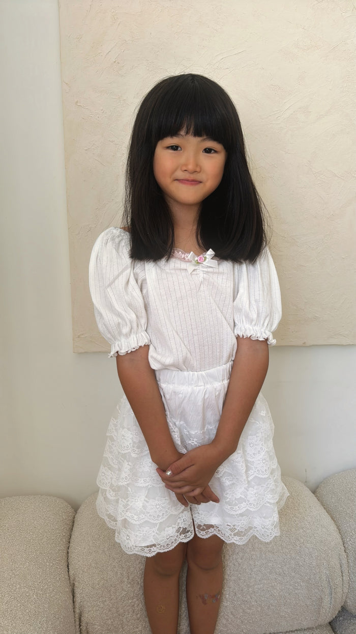 Emily Girly Puff Tee - Sun Peony Coconut