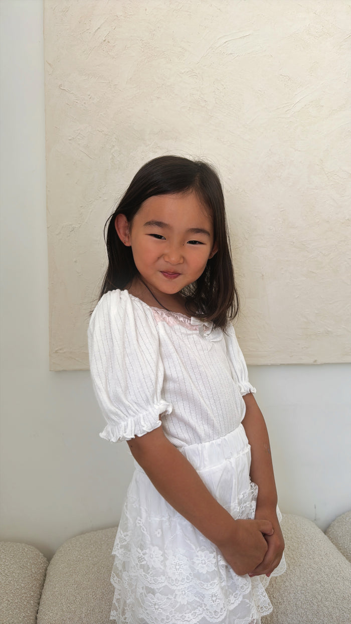 Emily Girly Puff Tee - Sun Peony Coconut