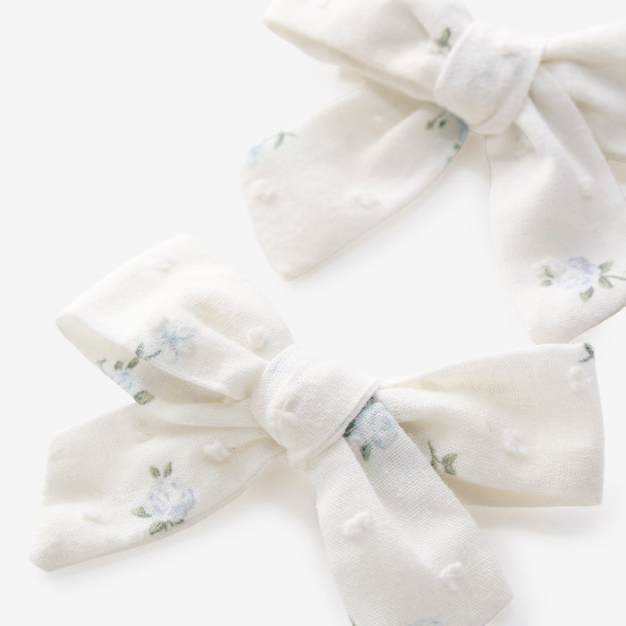English Rose Swiss Dot Bow Clip Set