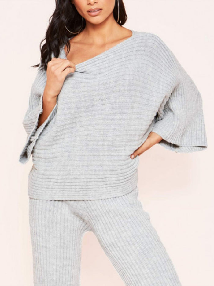 Everleigh Grey Ribbed Knit Co-Ord Set