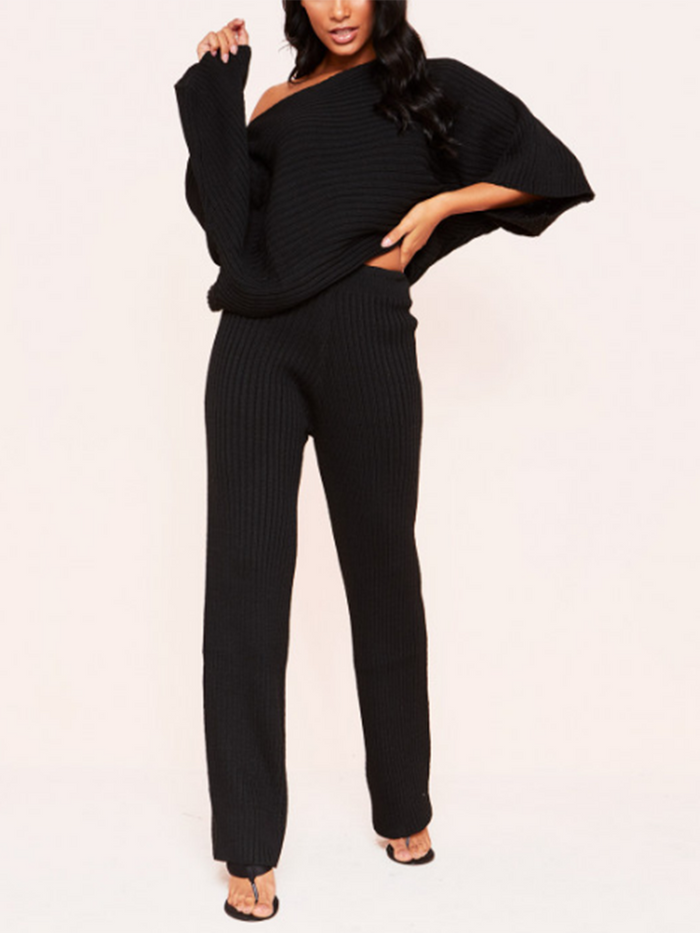 Everleigh Grey Ribbed Knit Co-Ord Set