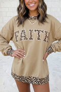 FAITH Letter Patch Embroidery Mock Neck Sweatshirt S–XL