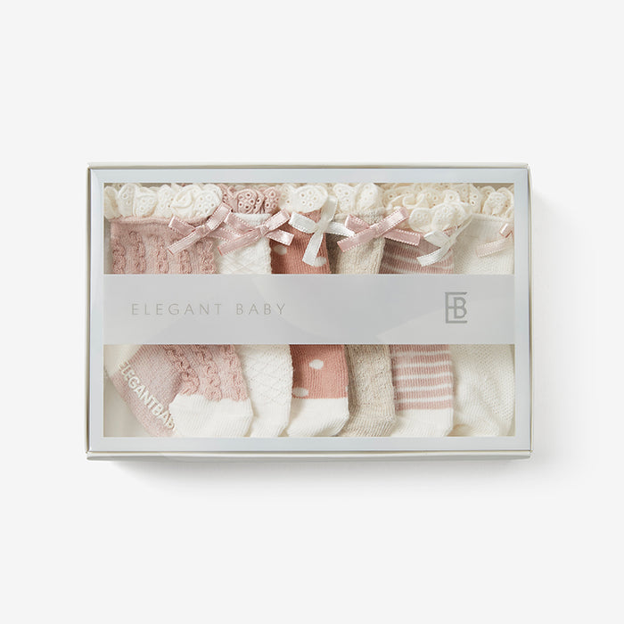 Fancy Pink Non Slip Baby Socks 6pk