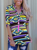 Fashion Casual Irregular Printed V-neck T-shirt