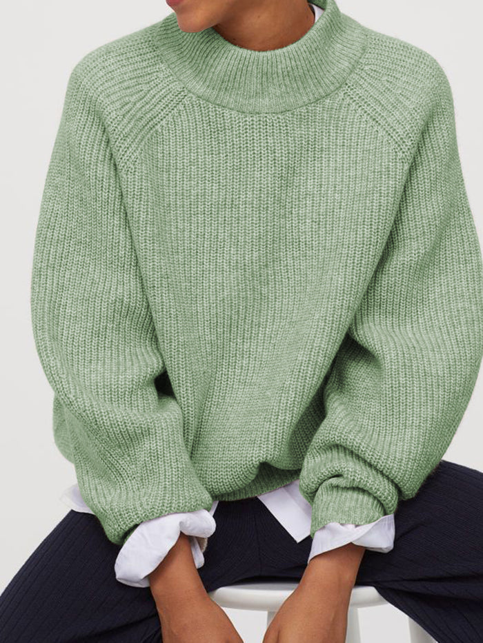 Fashion Casual Solid Color Long-sleeved Round Neck Sweater