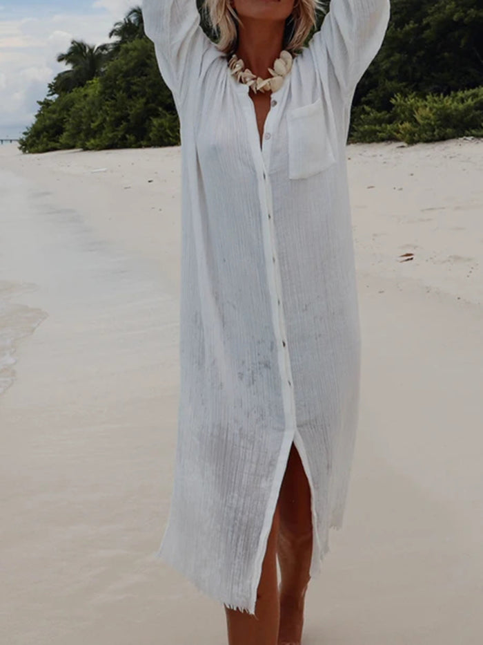 Fashion Casual Solid Color Shirt  Dress