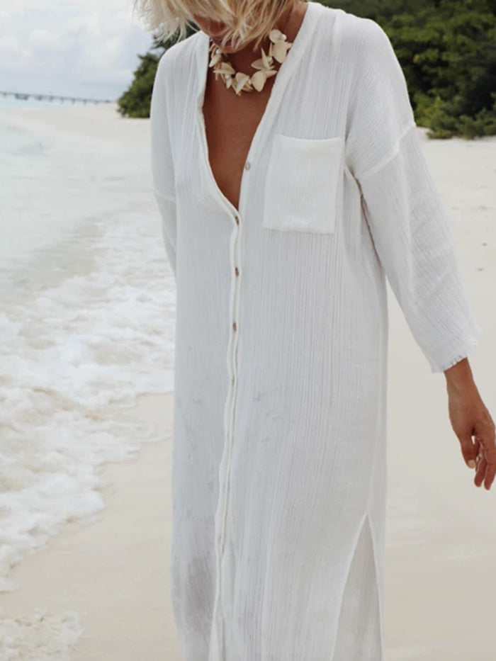 Fashion Casual Solid Color Shirt  Dress
