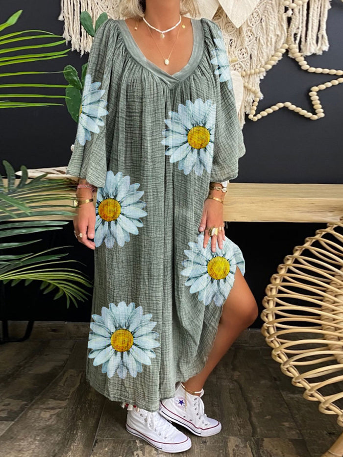 Fashion Daisy Print Casual Dress