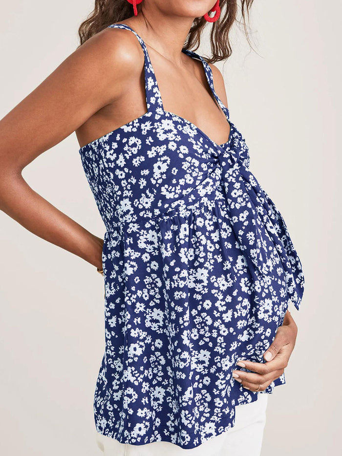 Fashion Strapless Floral Print Maternity Top