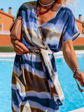 Fashion Tie-dye Stripe Printed Casual Dress