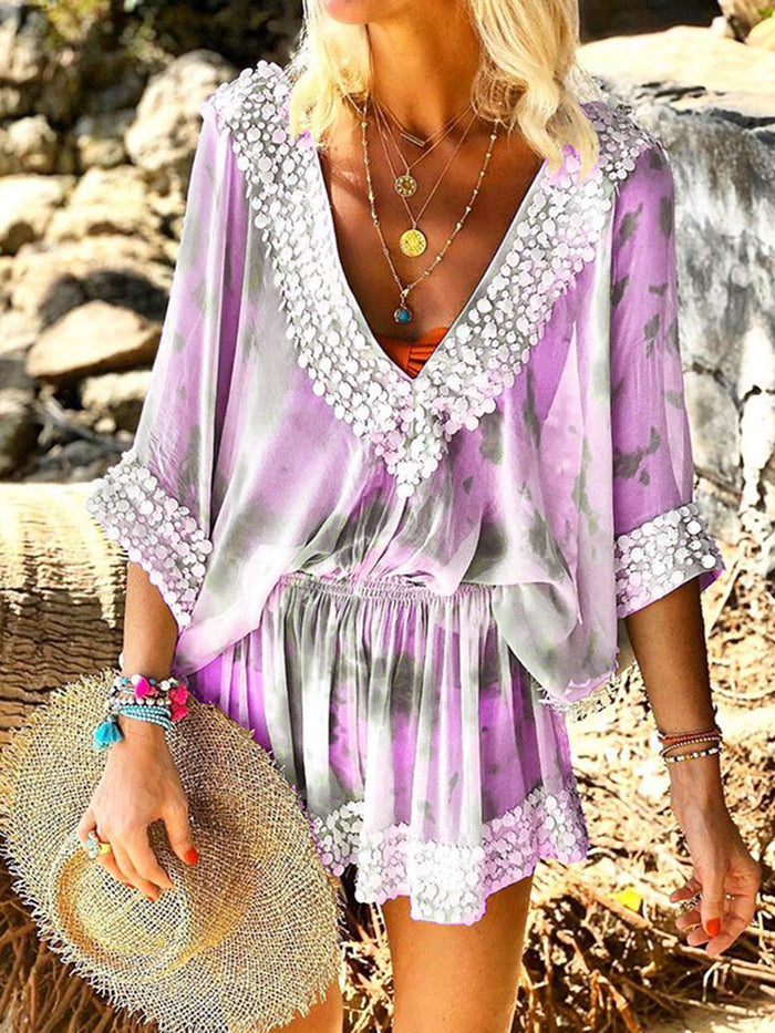 Fashionable Casual Bohemian Printed Mini Dress