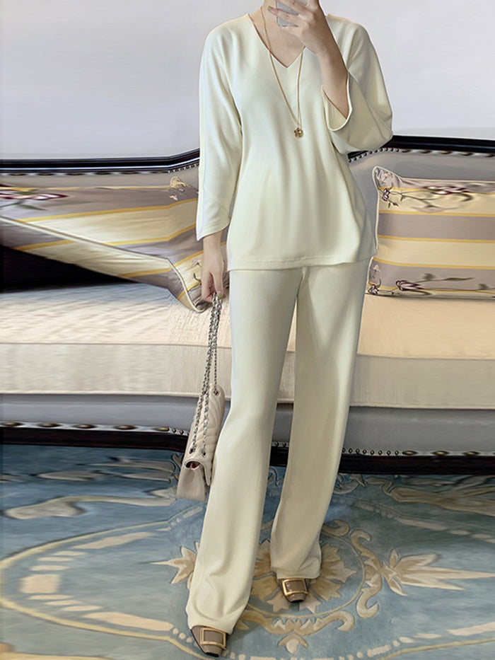 Fashionable Simple Casual Loose Comfortable Top Pants Suit