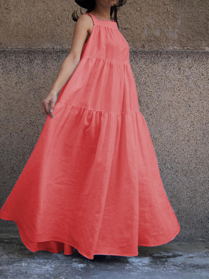 Fashionable Solid Color Hem Loose Dress