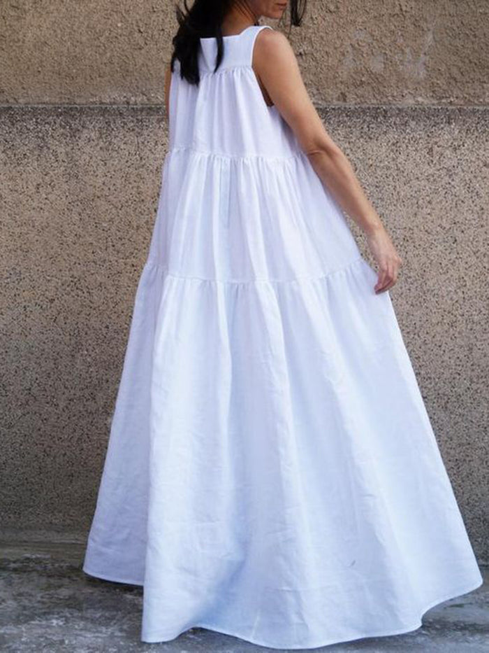 Fashionable Solid Color Hem Loose Dress