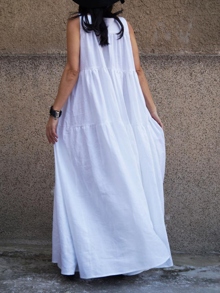 Fashionable Solid Color Hem Loose Dress