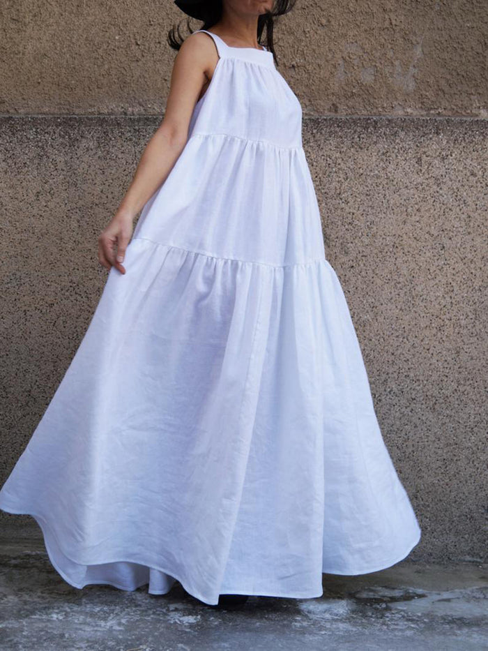 Fashionable Solid Color Hem Loose Dress